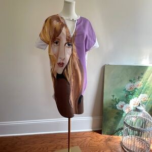 Zara Boxy Face Large Print Midi Dress Womens Small Streetwear Artsy City Gallery